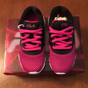 FILA Skyspan Kids Black Pink Running Shoes NWT